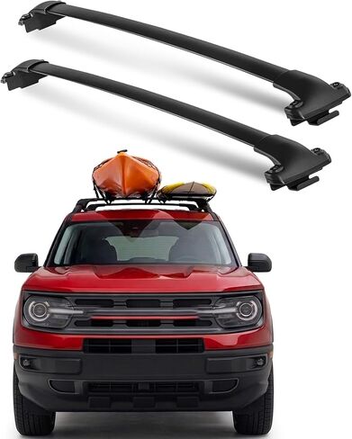 قضبان متقاطعة لحامل السقف بوزن 330 رطلاً لسيارة Ford Bronco Sport للطرق الوعرة، ألومنيوم شديد التحمل، مشبك بدون مثقاب، تصميم هوائي منخفض الضوضاء، يناسب الأراضي الوعرة 2021-2026، البنوك الخارجية 2022-2026، الطبعة الأولى 2021 in Kuwait