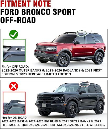 قضبان متقاطعة لحامل السقف بوزن 330 رطلاً لسيارة Ford Bronco Sport للطرق الوعرة، ألومنيوم شديد التحمل، مشبك بدون مثقاب، تصميم هوائي منخفض الضوضاء، يناسب الأراضي الوعرة 2021-2026، البنوك الخارجية 2022-2026، الطبعة الأولى 2021 in Kuwait