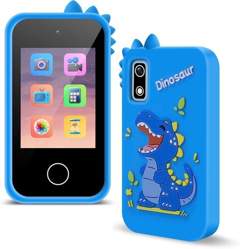 Kids phone Toy, 2.8" 2K HD Touchscreen, Dual Cameras for Photo & Video, 8GB TF card，Music Games Learning kids smart phone, 1000mAh Long Battery, Dinosaur/Unicorn Themes, Gift for Boys & Girls Ages 3+ in Kuwait