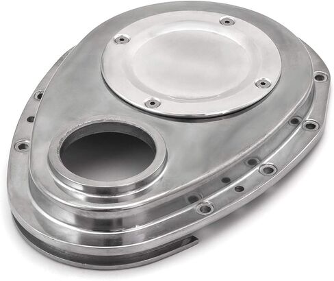 Speedmaster PCE265.1061 Compatible with Chevy SBC 350 2-Piece Polished Aluminum Timing Chain Cover w/Inspection Plate in Kuwait