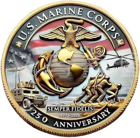USMC 250th الذكرى السنوية لقوات مشاة البحرية الأمريكية البحرية عملة تذكارية 1775-2025 التحدي عملة عسكرية قابلة للجمع هدية للمحاربين القدامى in Kuwait