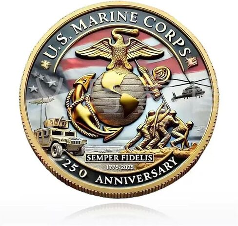 USMC 250th الذكرى السنوية لقوات مشاة البحرية الأمريكية البحرية عملة تذكارية 1775-2025 التحدي عملة عسكرية قابلة للجمع هدية للمحاربين القدامى in Kuwait