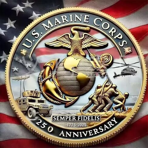 USMC 250th الذكرى السنوية لقوات مشاة البحرية الأمريكية البحرية عملة تذكارية 1775-2025 التحدي عملة عسكرية قابلة للجمع هدية للمحاربين القدامى in Kuwait