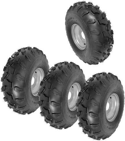 (Set 2) ATV Go Kart Tires 19x7-8 19x7x8 Knobby 4PR Tubeless Wheel Tire and Rim for Quad Bike Buggy Ride on Mowers, 4 Bolt Pattern - ID 90mm, Hole to Hole Distance 110mm in Saudi Arabia