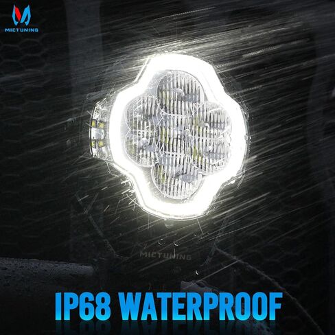 MICTUNING 5 بوصة K8 Halo UltraDrive Pod Lights، بدء تشغيل تدفق العنبر الأبيض، مطلق النار الجانبي للطرق الوعرة مع نطاق ممتد وانتشار أوسع، IP68 مقاوم للماء، قطعتان/زوج in Kuwait