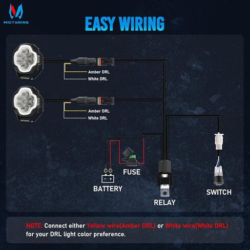 MICTUNING 5 بوصة K8 Halo UltraDrive Pod Lights، بدء تشغيل تدفق العنبر الأبيض، مطلق النار الجانبي للطرق الوعرة مع نطاق ممتد وانتشار أوسع، IP68 مقاوم للماء، قطعتان/زوج in Kuwait