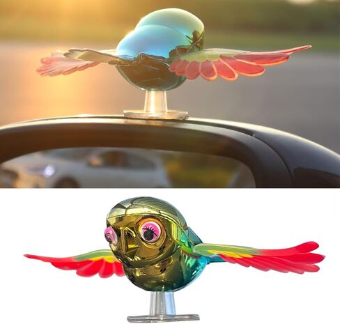 Wind-Powered Flying Bird Car Ornament, Fluttering Wings Exterior Decor for Hood & Mirrors, Ultralight 0.63oz Aerodynamic Accessory, Strong Adhesive, Funny Gift for Cars & Motorcycles(Red Wings) in Kuwait