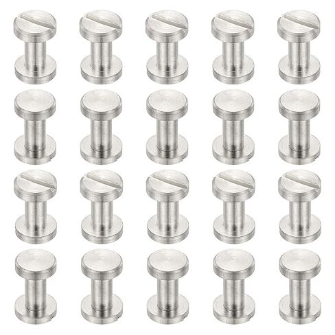 PATIKIL Chicago Screws, 50 Sets M4x5mm Carbon Steel Nickel Plated Flat Female Screw Chicago Screw Phillips Binding Post Screw Rivets for Leather Belt Scrapbook Photo Albums, Silver in Kuwait