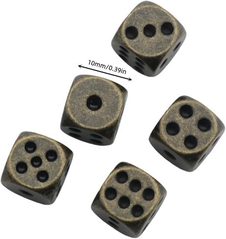 5PCS Zinc Alloy Vintage Dice Board Game Accessories Suitable for Home Beach Pub Garden Entertainment in Kuwait