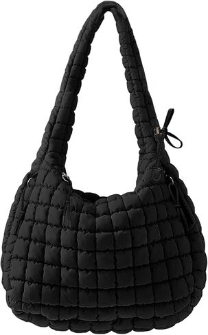 Puffer Quilted Shoulder Bag for Women Padding Shoulder Bag Puffy Hoho Bag Trendy Tote Bag 2024 in Saudi Arabia