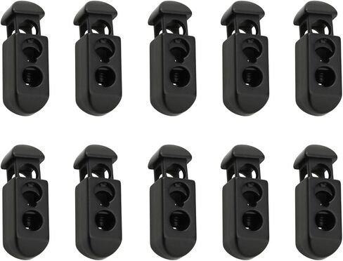 HJGarden 10PCS Metal Cord Locks Adjustable Buttons Hoodie Accessories Double Hole Round Snap Fasteners 1.06x0.31inch for Tags Backpacks Jackets Tents Pants Pockets Black in Kuwait
