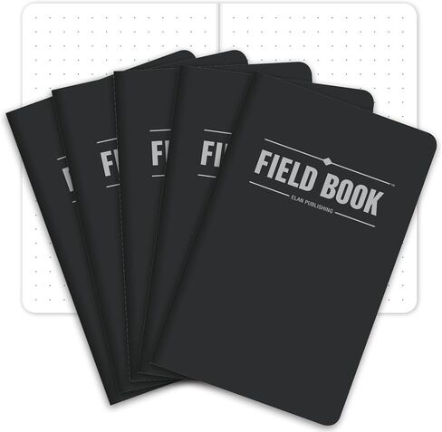 دفتر ملاحظات ميداني/مجلة جيب من Elan Publishing Company - 3.5 بوصة × 5.5 بوصة - أسود - دفتر مذكرات برسم بياني نقطي - حزمة من 5 in Kuwait