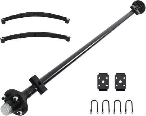 Trailer Axle 2000 lb 4 Lug 61 Inch Hubface 46 Inch Spring Center Straight Steel Axle Tube with U-Bolt Kit 4 * 4 Bolt Pattern in Kuwait