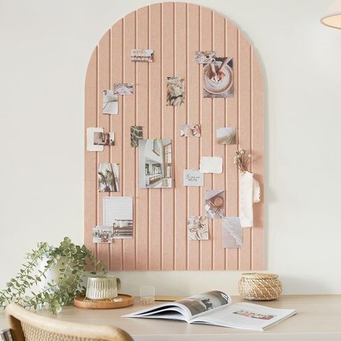 Large Arched Felt Bulletin Board - Stylish Perfectly Sized 35" x 24" Cork Board Alternative for Office & Wall Decor – 6 Customizable Adhesive Tiles with Pins are Perfect to Display Your Photos in Kuwait