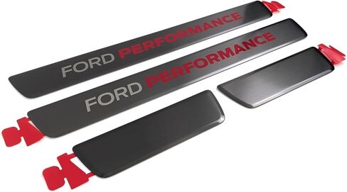 OEM جديد أصلي Ford Performance Logo عتبة الباب طقم لوحة غير قابلة للصدأ مجموعة 4 لاصقة، 15 بوصة أمامية + 6 بوصة خلفية - مجموعة من 4 قطع in Kuwait