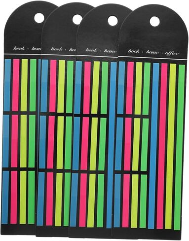 Uonlytech Fluorescent Sticky Tabs 16pcs Set (12 Short + 4 Long) Ultra-Thin Portable Page Markers Annotation Strips for Students and Book Indexing in Kuwait