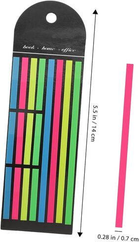 Uonlytech Fluorescent Sticky Tabs 16pcs Set (12 Short + 4 Long) Ultra-Thin Portable Page Markers Annotation Strips for Students and Book Indexing in Kuwait