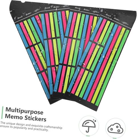 Uonlytech Fluorescent Sticky Tabs 16pcs Set (12 Short + 4 Long) Ultra-Thin Portable Page Markers Annotation Strips for Students and Book Indexing in Kuwait