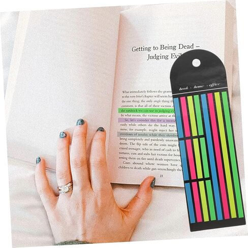 Uonlytech Fluorescent Sticky Tabs 16pcs Set (12 Short + 4 Long) Ultra-Thin Portable Page Markers Annotation Strips for Students and Book Indexing in Kuwait