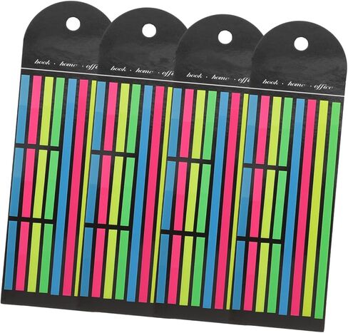 Uonlytech Fluorescent Sticky Tabs 16pcs Set (12 Short + 4 Long) Ultra-Thin Portable Page Markers Annotation Strips for Students and Book Indexing in Kuwait