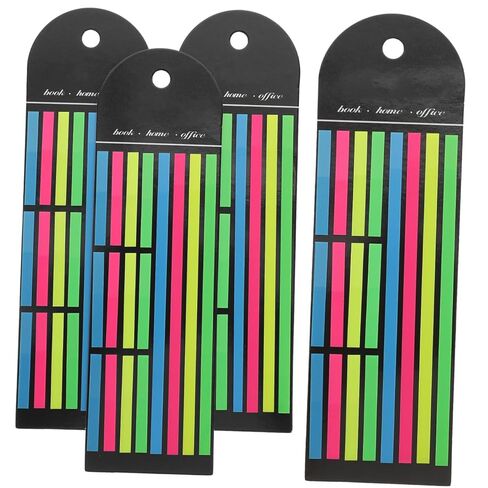 Veemoon Fluorescent Sticky Tabs Set 16 Pieces (12 Short + 4 Long) Ultra-Thin Colorful Book Annotation Strips for Students and Office Use in Kuwait