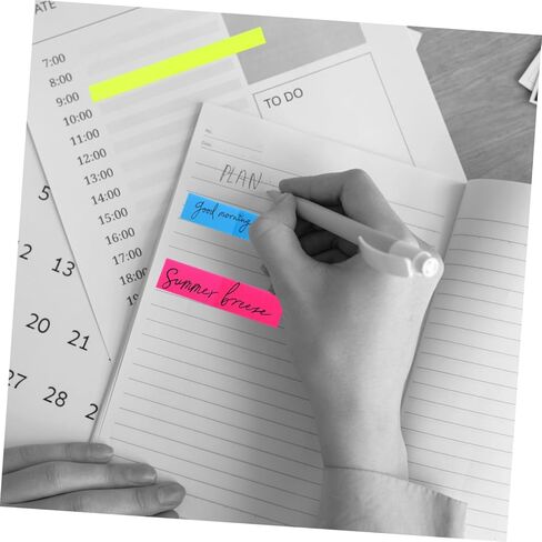 Veemoon Fluorescent Sticky Tabs Set 16 Pieces (12 Short + 4 Long) Ultra-Thin Colorful Book Annotation Strips for Students and Office Use in Kuwait
