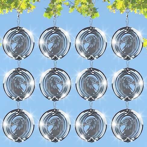 12 PCS Stainless Steel Bird deterrents for Outside,Bird reflectors to Keep Birds Away,3D Wind Spinners Outdoor Bird Scarer Discs Set Pigeon Deterrent to Keep Swallows Sparrow Away Garden Porch Pool in Kuwait