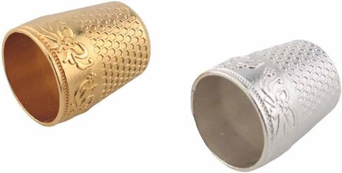 Ruiwaer 8PCS Household Thickened Thimble Set Metal Finger Protectors 4 Gold 4 Silver for Needlework Sewing Handicrafts DIY Embroidery in Kuwait
