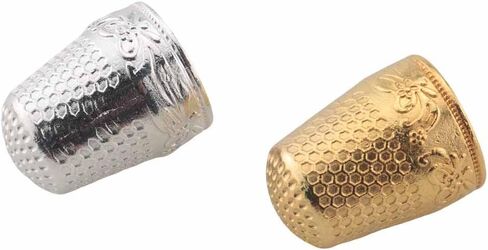 Ruiwaer 8PCS Household Thickened Thimble Set Metal Finger Protectors 4 Gold 4 Silver for Needlework Sewing Handicrafts DIY Embroidery in Kuwait