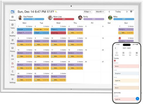 تقويم مكتب رقمي مقاس 10.1 بوصة، وحدة قاعدة ذكية تعمل باللمس مع مزامنة تلقائية، مخطط مهام تفاعلي، مخطط وجبات، إطار صور رقمي للمكتب المنزلي، قواعد تقويم المكتب in Kuwait