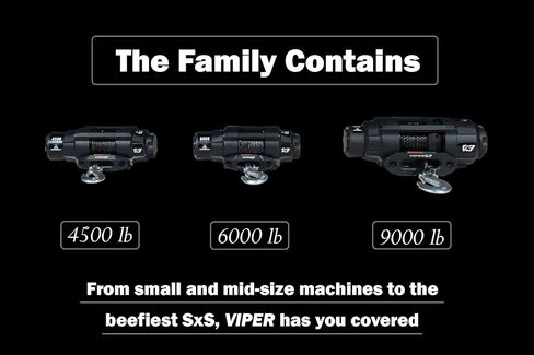 VIPER V3 9000lb UTV/ATV ونش من الدرجة العسكرية مع حبل صناعي أسود بطول 40 قدمًا. لاسلكي وIP68 مقاوم للماء. شركة باورسبورتس الأمريكية. in Kuwait