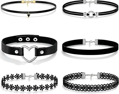 Ronglry 3pcs Black Choker Necklace for Women Black Velvet Choker Set Layered Black Choker Necklaces Classic Chokers for Women Girls Adjustable Gothic Lace Black Collar Necklace for Party Cosplay Christmas Birthday Jewelry Gifts in Kuwait