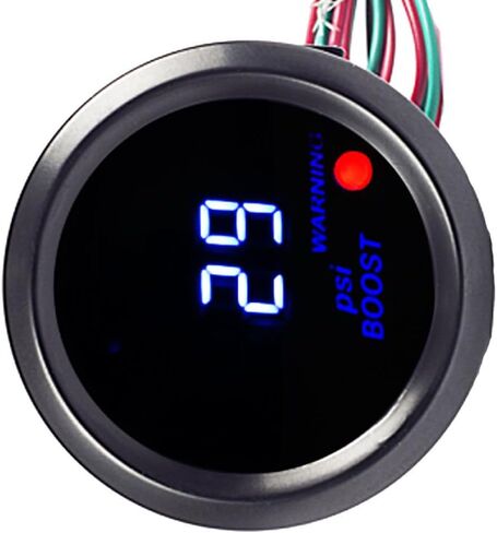 مقياس تعزيز التربو الرقمي PSI أزرق LED مجموعة عدادات عالمية عالية الوضوح ضوء تحذير سيارة سوداء 2 بوصة 52 مم in Kuwait