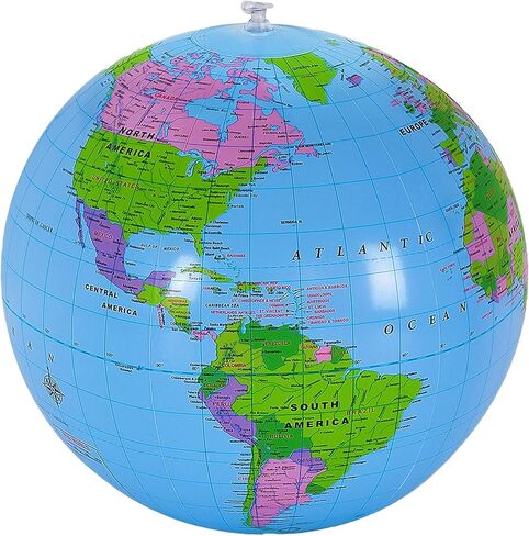 16 Inch Inflatable Globe,Blow up World Globe Beach Ball,Inflatable Earth Beach Ball for Summer Pool Party,PVC Material (1 Pack) in Kuwait