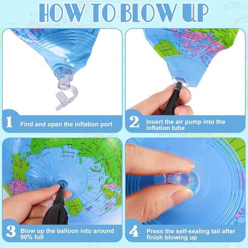 16 Inch Inflatable Globe,Blow up World Globe Beach Ball,Inflatable Earth Beach Ball for Summer Pool Party,PVC Material (1 Pack) in Kuwait