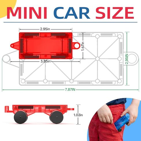8PCS Magnetic Tiles Mini Cars Construction Set Compatible with Mini & Major Tiles, Magnet Car Easter Toys for 3+ Year Old Boys Girls Kids,STEM Educational Portable Travel Toys for Airplane,Car Play in Kuwait
