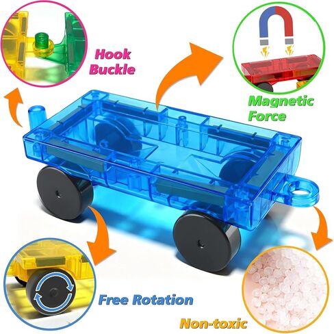 8PCS Magnetic Tiles Mini Cars Construction Set Compatible with Mini & Major Tiles, Magnet Car Easter Toys for 3+ Year Old Boys Girls Kids,STEM Educational Portable Travel Toys for Airplane,Car Play in Kuwait