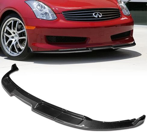 حافة سبويلر أمامية من ألياف الكربون الحقيقية من HYPERSPEED 3 قطع طراز GT مناسبة لـ 2003 2004 2005 2006 2007 Infiniti G35 Coupe، مجموعة استبدال الملحقات الخارجية للسيارة، موزع طقم جسم الذقن الهوائي in Kuwait