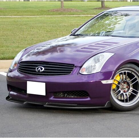 حافة سبويلر أمامية من ألياف الكربون الحقيقية من HYPERSPEED 3 قطع طراز GT مناسبة لـ 2003 2004 2005 2006 2007 Infiniti G35 Coupe، مجموعة استبدال الملحقات الخارجية للسيارة، موزع طقم جسم الذقن الهوائي in Kuwait
