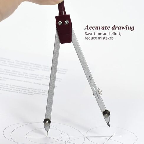 UNJOO Drawing 9Pc Geometry Set Metal Compass, Geometry Precision Tool for Student, Circle Drawing Tool and Architecture, Drafting Kits for Engineer with Shatterproof Storage Box (Red) in Kuwait