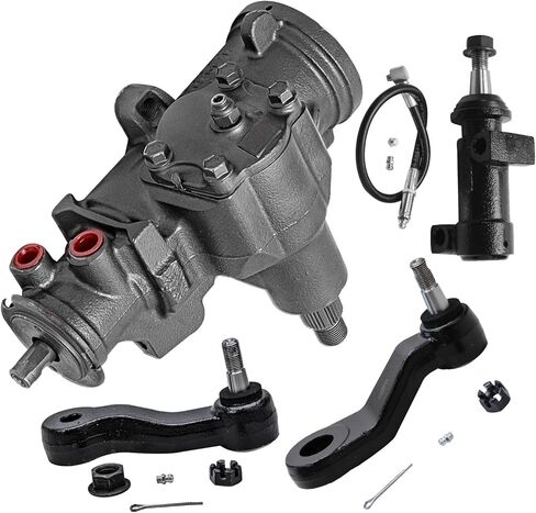 محور ديترويت - طقم علبة تروس توجيه 4 قطع لسيارة Chevy Silverado GMC Sierra 2500 2500HD 3500 3500HD، Yukon XL Avalanche 2500 Hummer H2، مجموعة علبة التروس الأمامية Pitman Arm Idler Arm وقوس in Kuwait