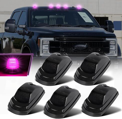 POPMOTORZ 5PCS White LED Cab Roof Marker Light Roof Top Clearance Lights Cab Marker Lamp Kit for 2017-2022 Ford F250 F350 F450 F550 Super Duty LED Roof Running Lights Assembly Smoked Lens in Saudi Arabia