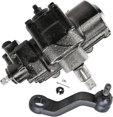 Detroit Axle - 2pc 2WD Complete Power Steering Gearbox Kit for 1994-1999 Dodge Ram 2500 3500, Gearbox Assembly Steering Pitman Arm 1995 1996 1997 1998 Replacement in Kuwait