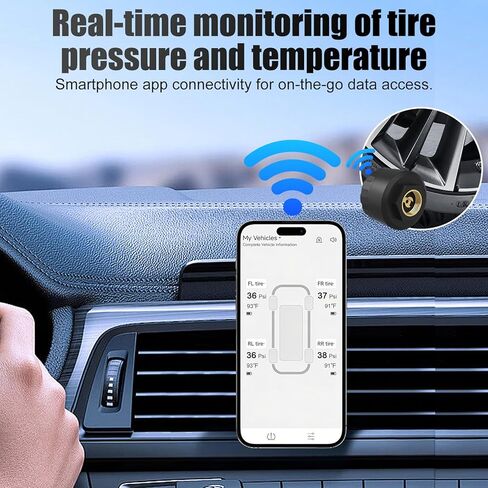 نظام مراقبة ضغط الإطارات، TPMS لاسلكي مع 4 أجهزة استشعار خارجية لشاحنة سيارة التخييم RV، 6 أوضاع إنذار، يدعم iOS وAndroid، عرض درجة حرارة ضغط الإطارات في الوقت الحقيقي in Kuwait