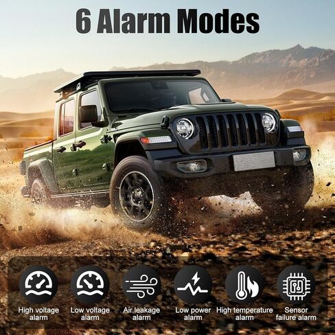 نظام مراقبة ضغط الإطارات، TPMS لاسلكي مع 4 أجهزة استشعار خارجية لشاحنة سيارة التخييم RV، 6 أوضاع إنذار، يدعم iOS وAndroid، عرض درجة حرارة ضغط الإطارات في الوقت الحقيقي in Kuwait