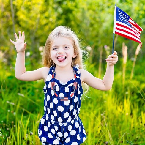 Lyrow 48 Pack 4th of July Patriotic Jewelry Craft Kits 250th Independence Memorial Day DIY Necklace Craft Kits for Kids Fun Red White and Blue USA Jewelry Making Decoration Gift Kids' Home Activities in Kuwait