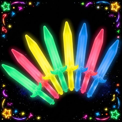 Lewtemi 8 Pcs Mini Light up Swords for Kids, Glow Toy Swords Party Favors, 4 Colors Sabers Mini Light up for Boys Girls, Outdoor Night Toys for Birthday, Glow in The Dark Party Supplies in Kuwait