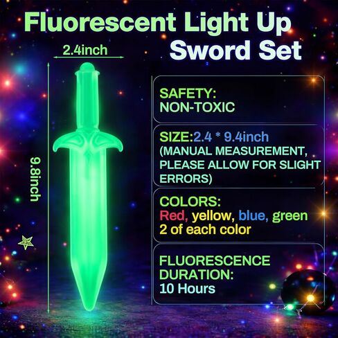 Lewtemi 8 Pcs Mini Light up Swords for Kids, Glow Toy Swords Party Favors, 4 Colors Sabers Mini Light up for Boys Girls, Outdoor Night Toys for Birthday, Glow in The Dark Party Supplies in Kuwait