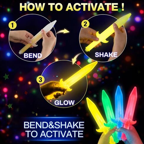 Lewtemi 8 Pcs Mini Light up Swords for Kids, Glow Toy Swords Party Favors, 4 Colors Sabers Mini Light up for Boys Girls, Outdoor Night Toys for Birthday, Glow in The Dark Party Supplies in Kuwait