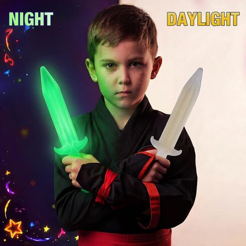 Lewtemi 8 Pcs Mini Light up Swords for Kids, Glow Toy Swords Party Favors, 4 Colors Sabers Mini Light up for Boys Girls, Outdoor Night Toys for Birthday, Glow in The Dark Party Supplies in Kuwait